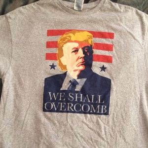 Donald Trump We Shall Overcomb Mens XL Tshirt Gray